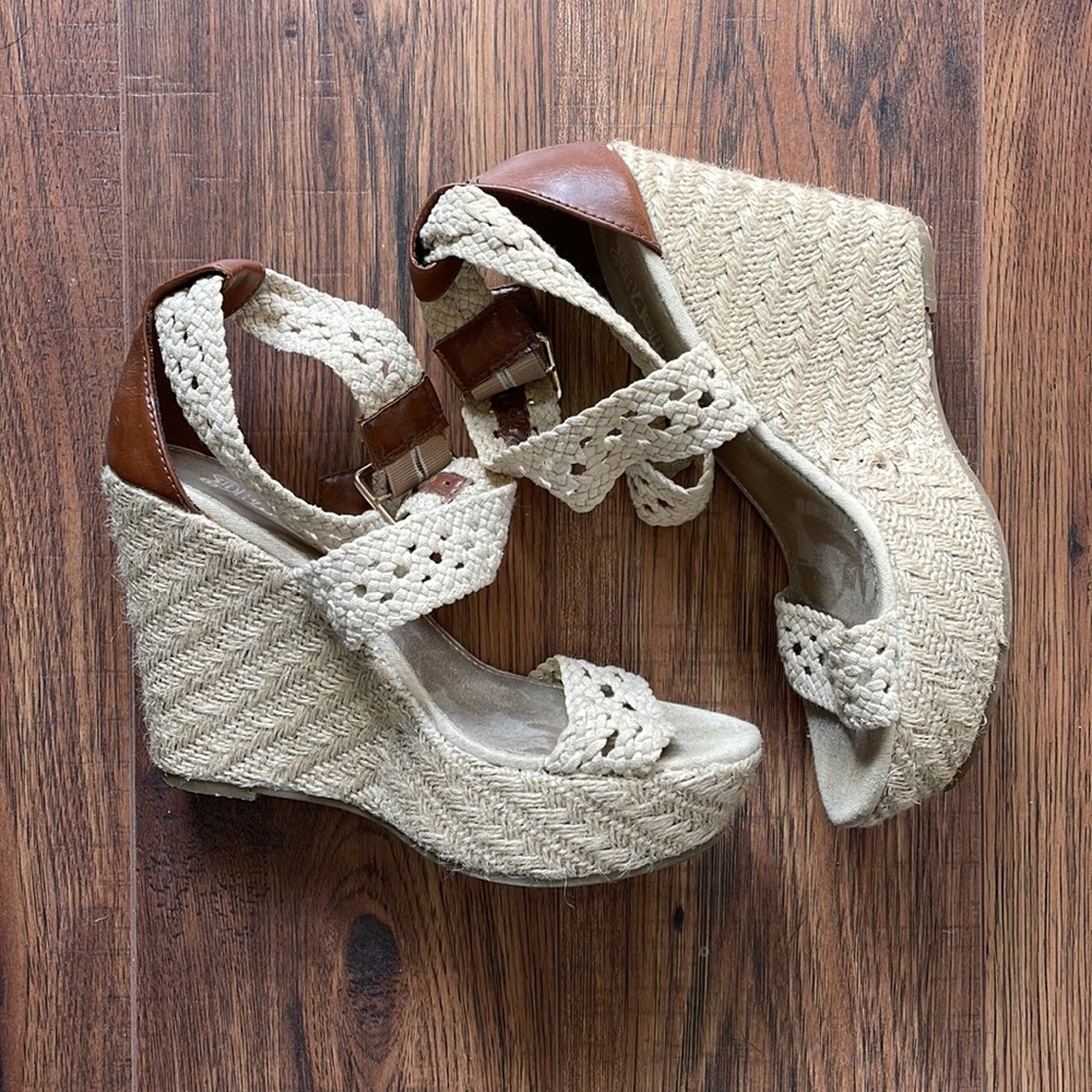 Natural Woven Wedge Sandals